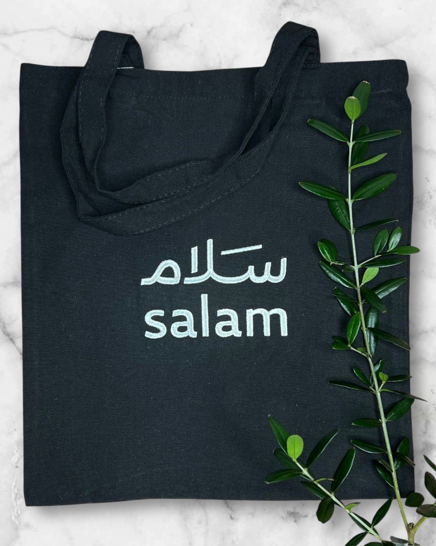 Black Tote Bag with Authentic Palestinian Embroidery
