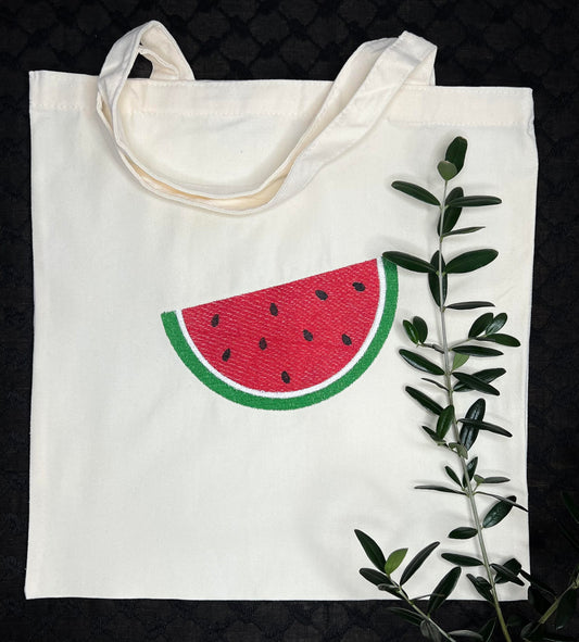 White Tote Bag with Authentic Palestinian Embroidery