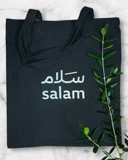 Black Tote Bag with Authentic Palestinian Embroidery