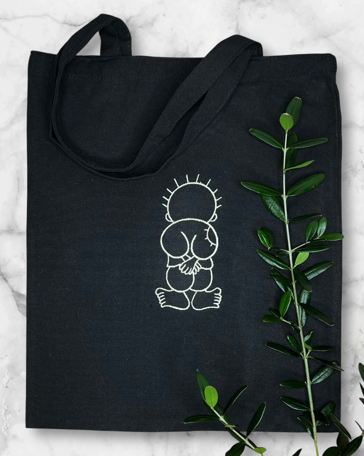 Black Tote Bag with Authentic Palestinian Embroidery