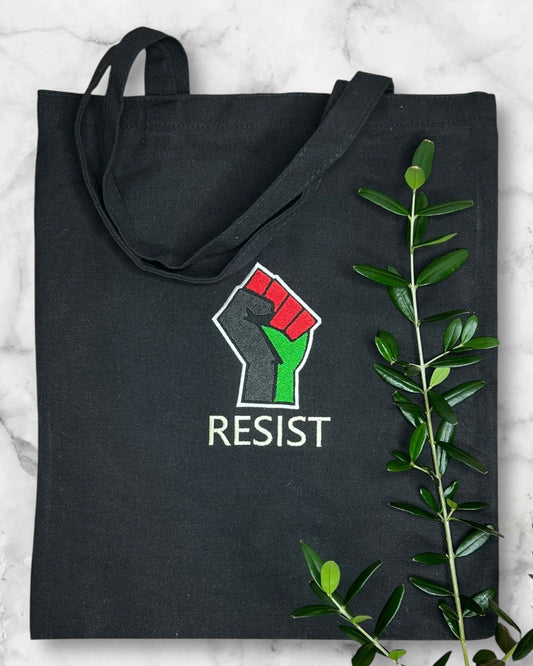 Black Tote Bag with Authentic Palestinian Embroidery