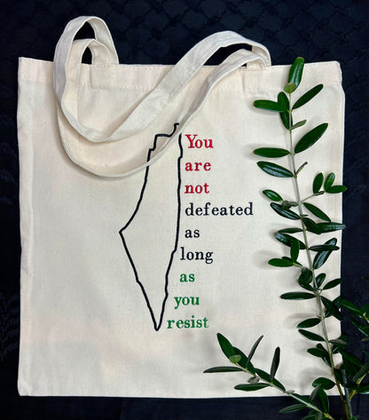 White Tote Bag with Authentic Palestinian Embroidery
