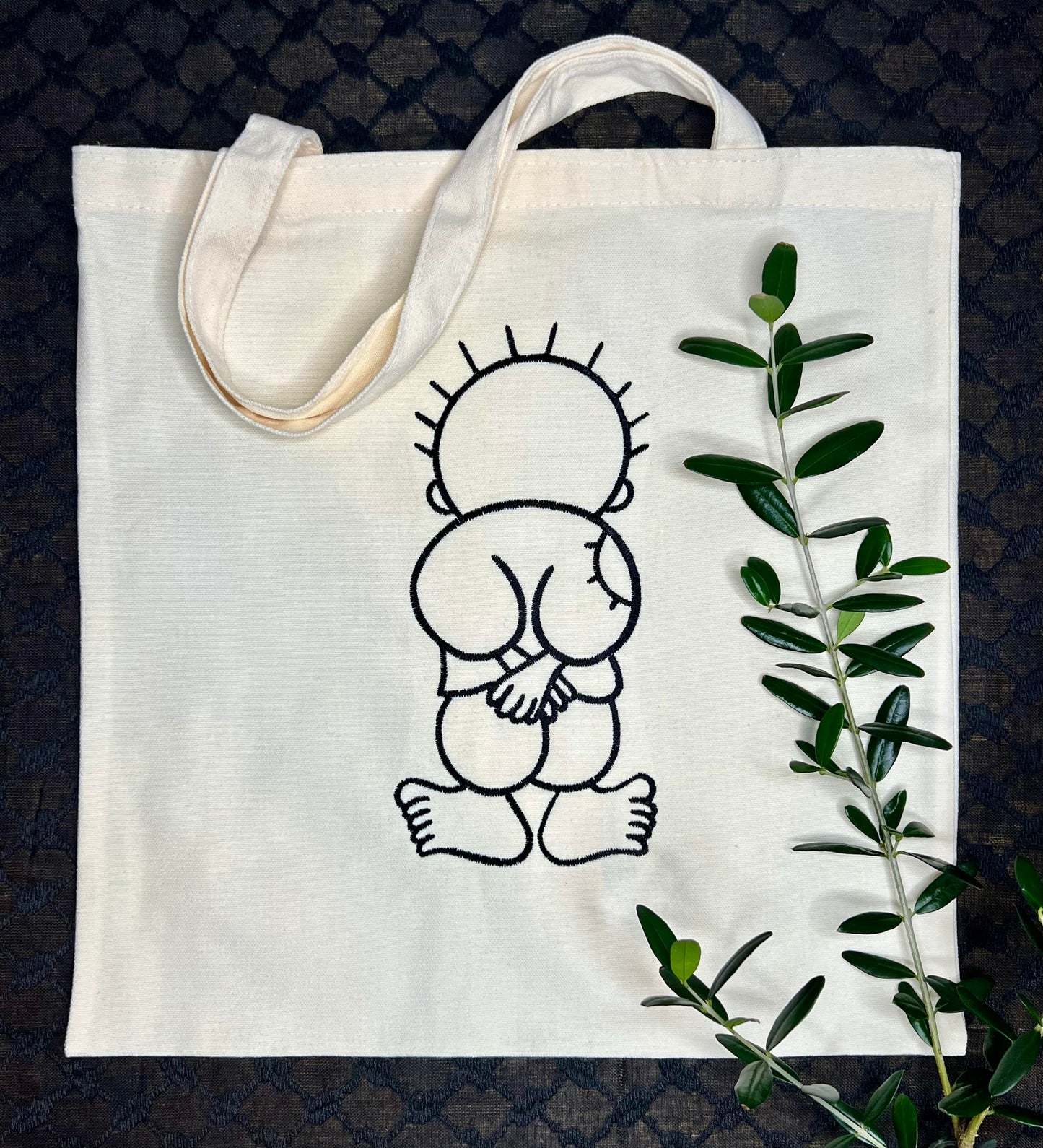 White Tote Bag with Authentic Palestinian Embroidery